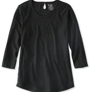 Ll Bean Pima 3/4 Sleeve Tunic With Buttons